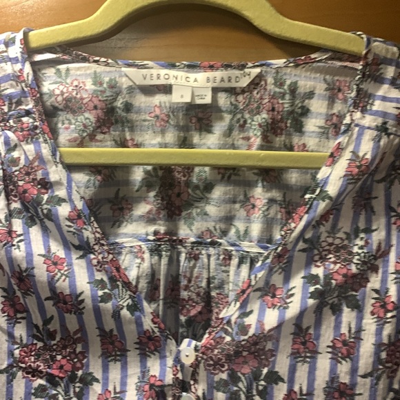 NWT VERONICA BEARD Joi ruffled printed cotton-voile top Size 8 - Picture 8 of 12